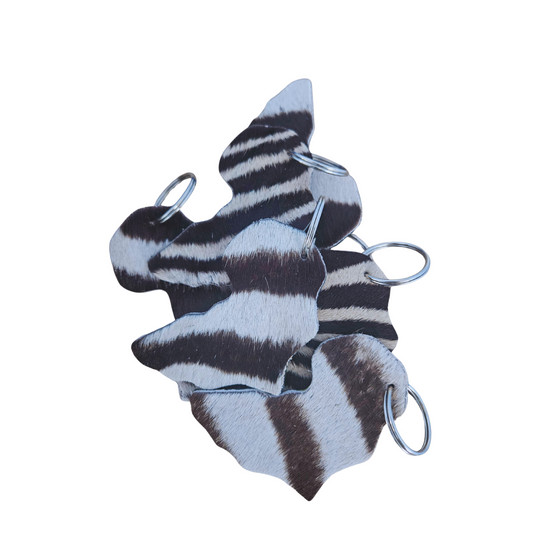 Zebra Africa Map Keyring