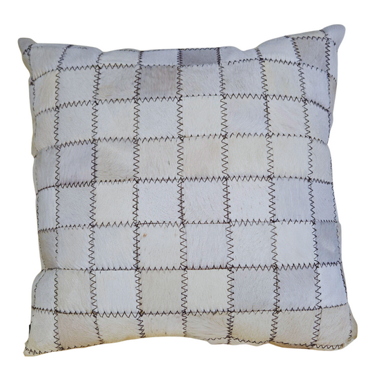 Nguni 5cm Block Solid White Cushion