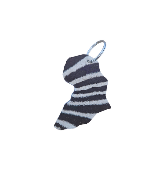 Zebra Africa Map Keyring
